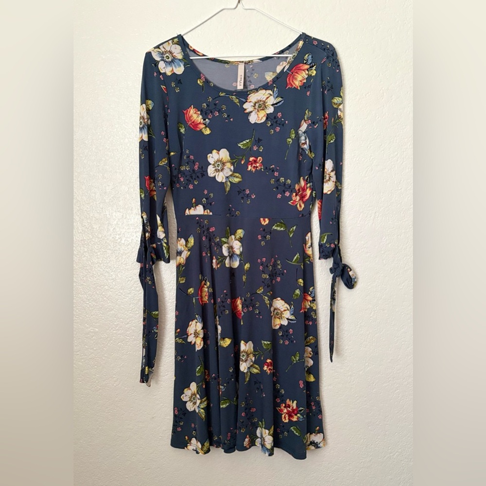 Gilli Floral Long‎ Tie Sleeve Dress Green Sz S Cottagecore Garden Fairy Preppy